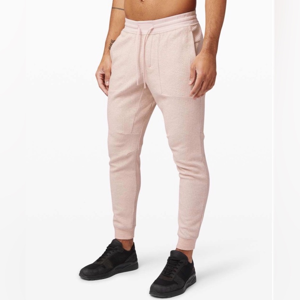 Lululemon At Ease Jogger Heathered Misty Pink Men’s M Textured Pants